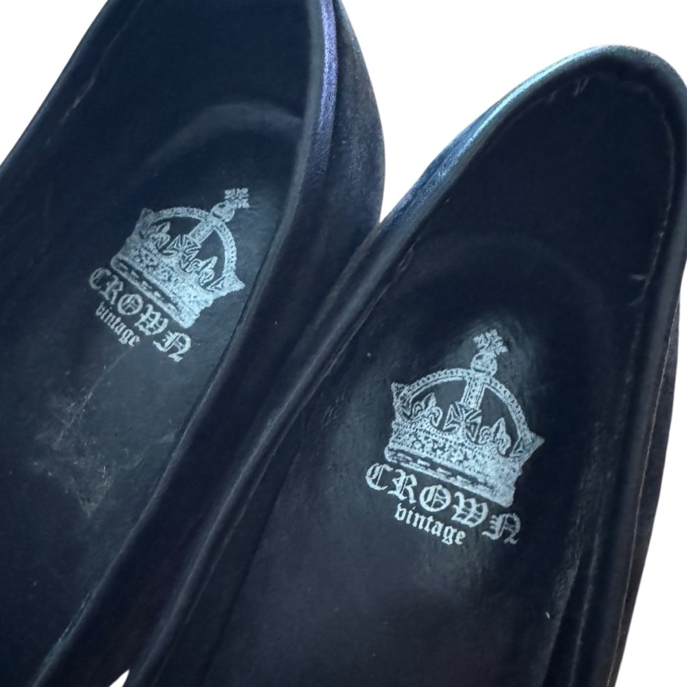 Vintage Festival Black Suede Wedge Loafers Shoes, US 8 by Crown Vintage - Picture 5 of 9